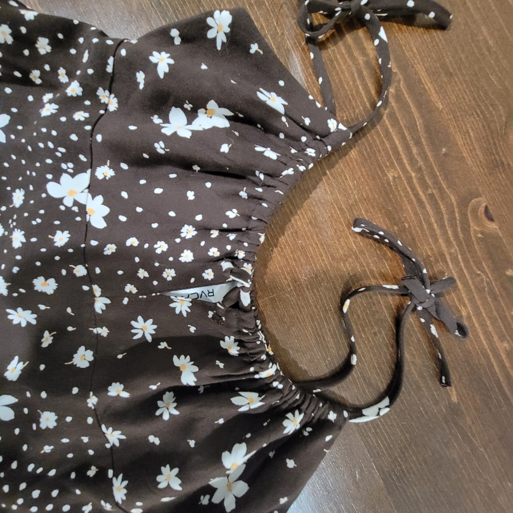 RVCA Brown and White Floral Dress - Picture 2 of 3